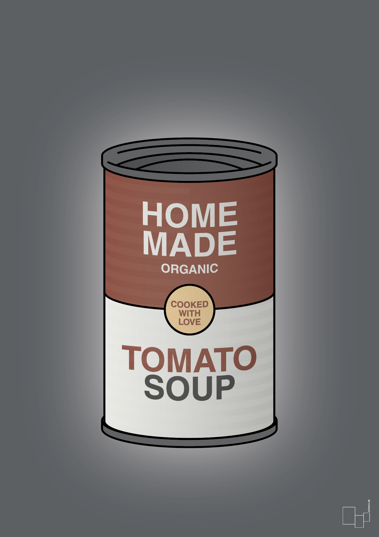 plakat: dåse med tomato soup - graphic charcoal-Dåser-A1two3
