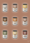 plakat: forskellige dåser med soup - cider spice-Dåser-A1two3
