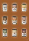 plakat: forskellige dåser med soup - cognac-Dåser-A1two3