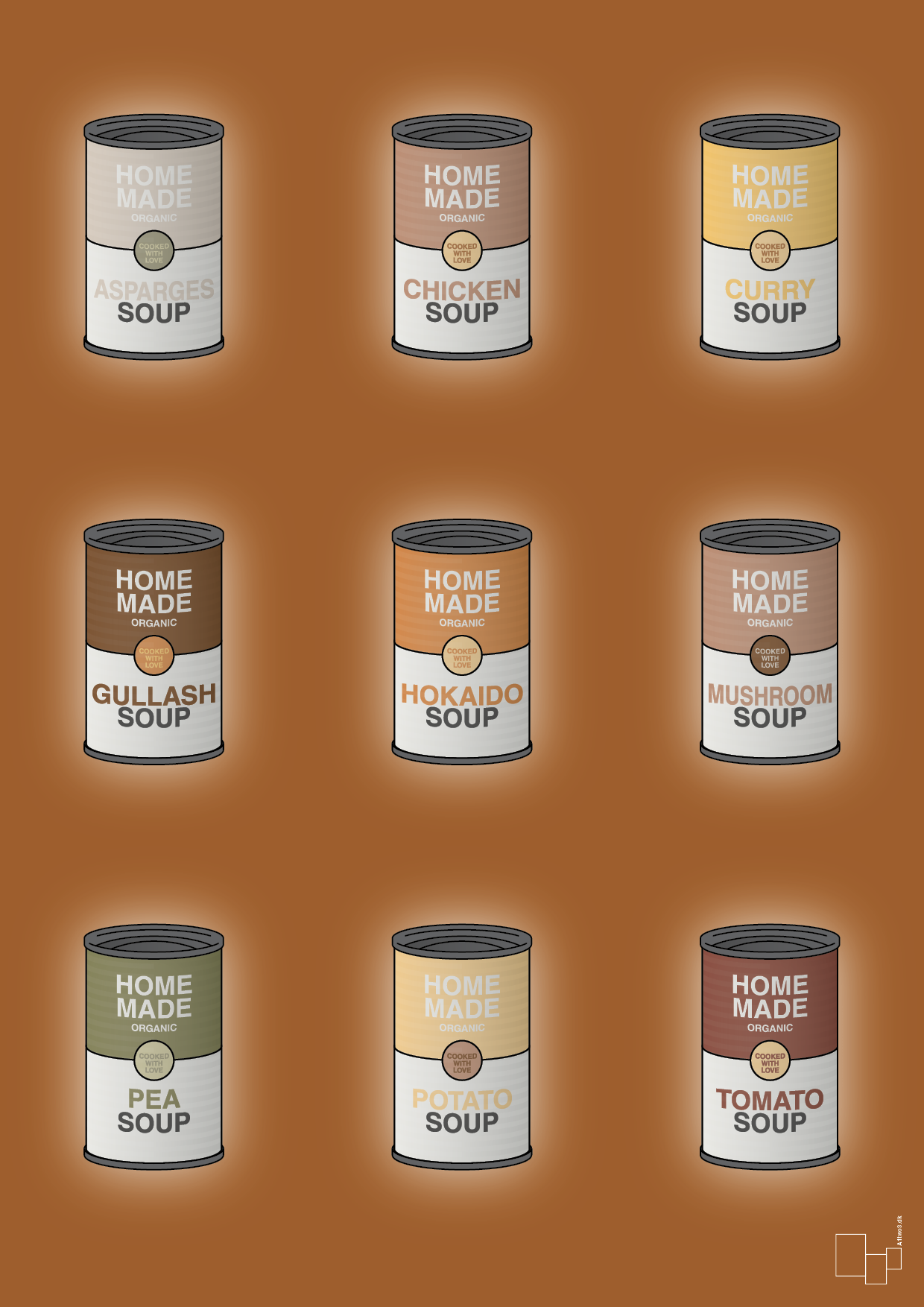 plakat: forskellige dåser med soup - cognac-Dåser-A1two3