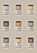plakat: forskellige dåser med soup - creamy mushroom-Dåser-A1two3
