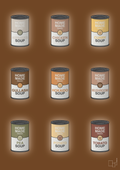 plakat: forskellige dåser med soup - dark brown-Dåser-A1two3