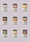 plakat: forskellige dåser med soup - dusty lilac-Dåser-A1two3