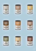 plakat: forskellige dåser med soup - heavenly blue-Dåser-A1two3