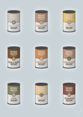 plakat: forskellige dåser med soup - light drizzle-Dåser-A1two3