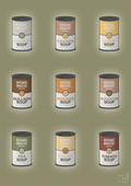 plakat: forskellige dåser med soup - misty forrest-Dåser-A1two3