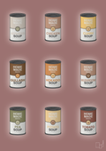 plakat: forskellige dåser med soup - plum-Dåser-A1two3