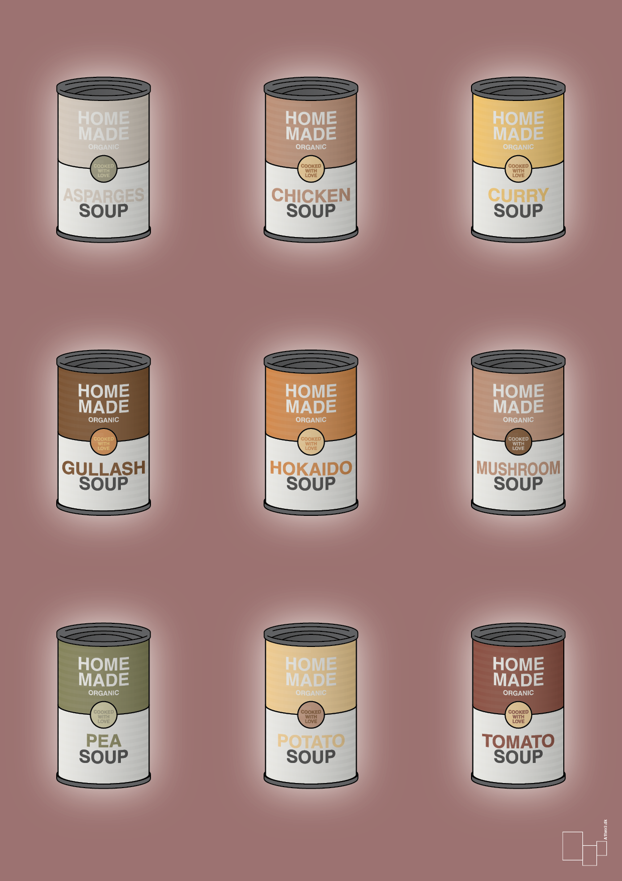 plakat: forskellige dåser med soup - plum-Dåser-A1two3