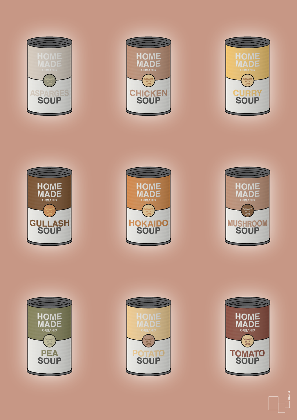 plakat: forskellige dåser med soup - powder-Dåser-A1two3