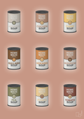 plakat: forskellige dåser med soup - powder-Dåser-A1two3