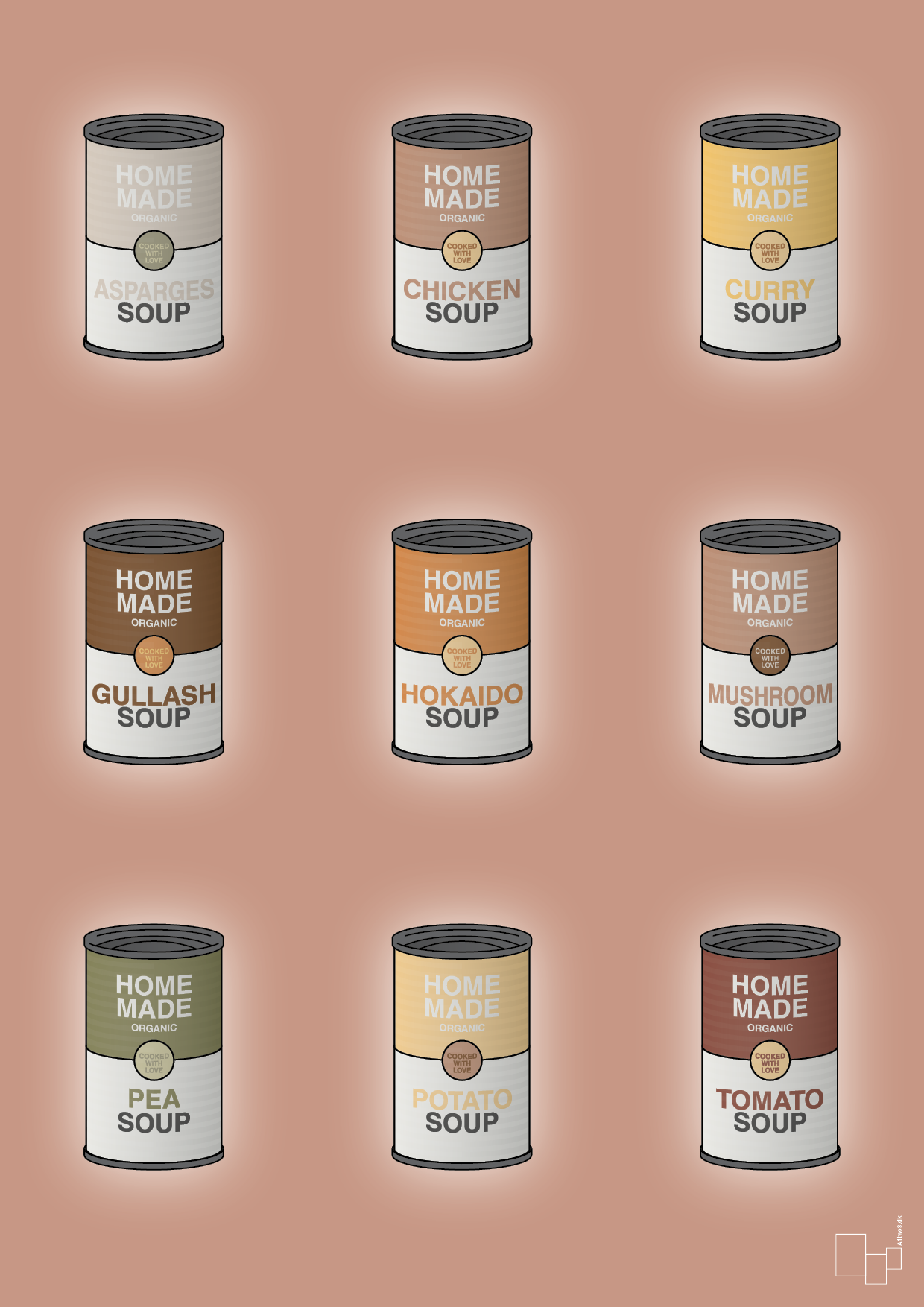 plakat: forskellige dåser med soup - powder-Dåser-A1two3