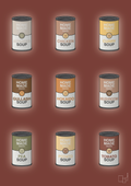plakat: forskellige dåser med soup - red pepper-Dåser-A1two3
