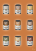 plakat: forskellige dåser med soup - rumba orange-Dåser-A1two3