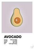 plakat: avocado nutrition og miljø - dusty lilac-Ingredienser-A1two3