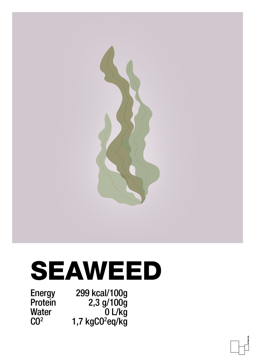 plakat: seaweed nutrition og miljø - dusty lilac-Ingredienser-A1two3