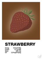plakat: strawberry nutrition og miljø - dark brown-Ingredienser-A1two3