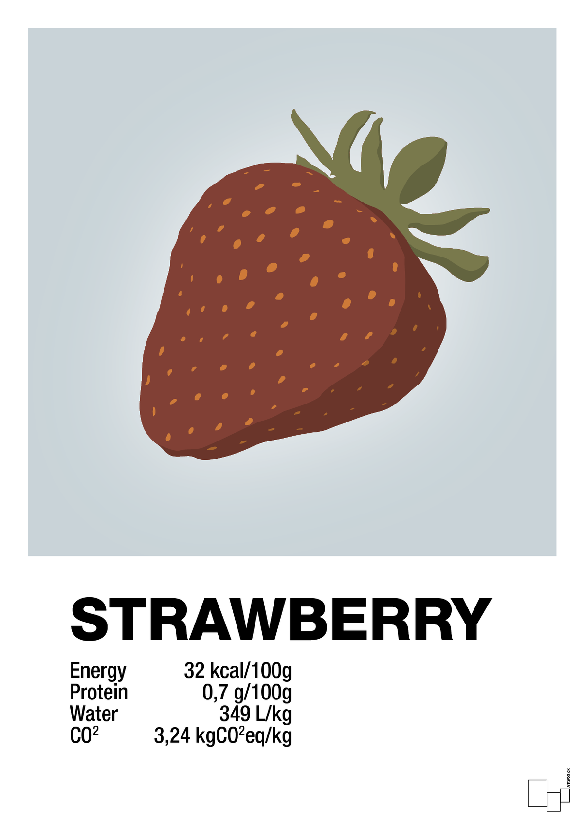 plakat: strawberry nutrition og miljø - light drizzle-Ingredienser-A1two3