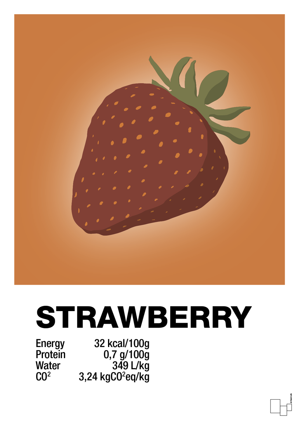 plakat: strawberry nutrition og miljø - rumba orange-Ingredienser-A1two3