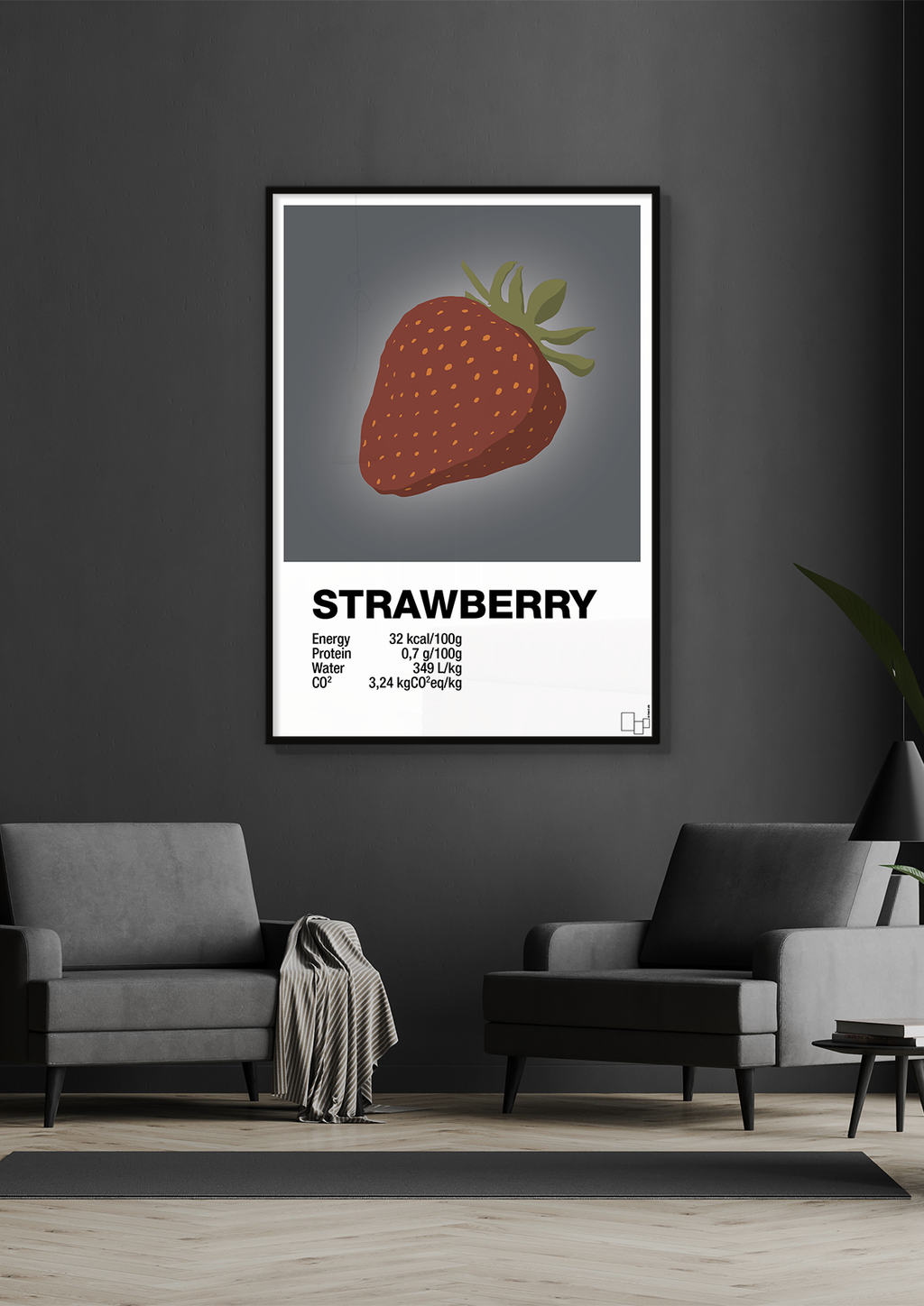 plakat: strawberry nutrition og miljø - creamy mushroom-Ingredienser-A1two3