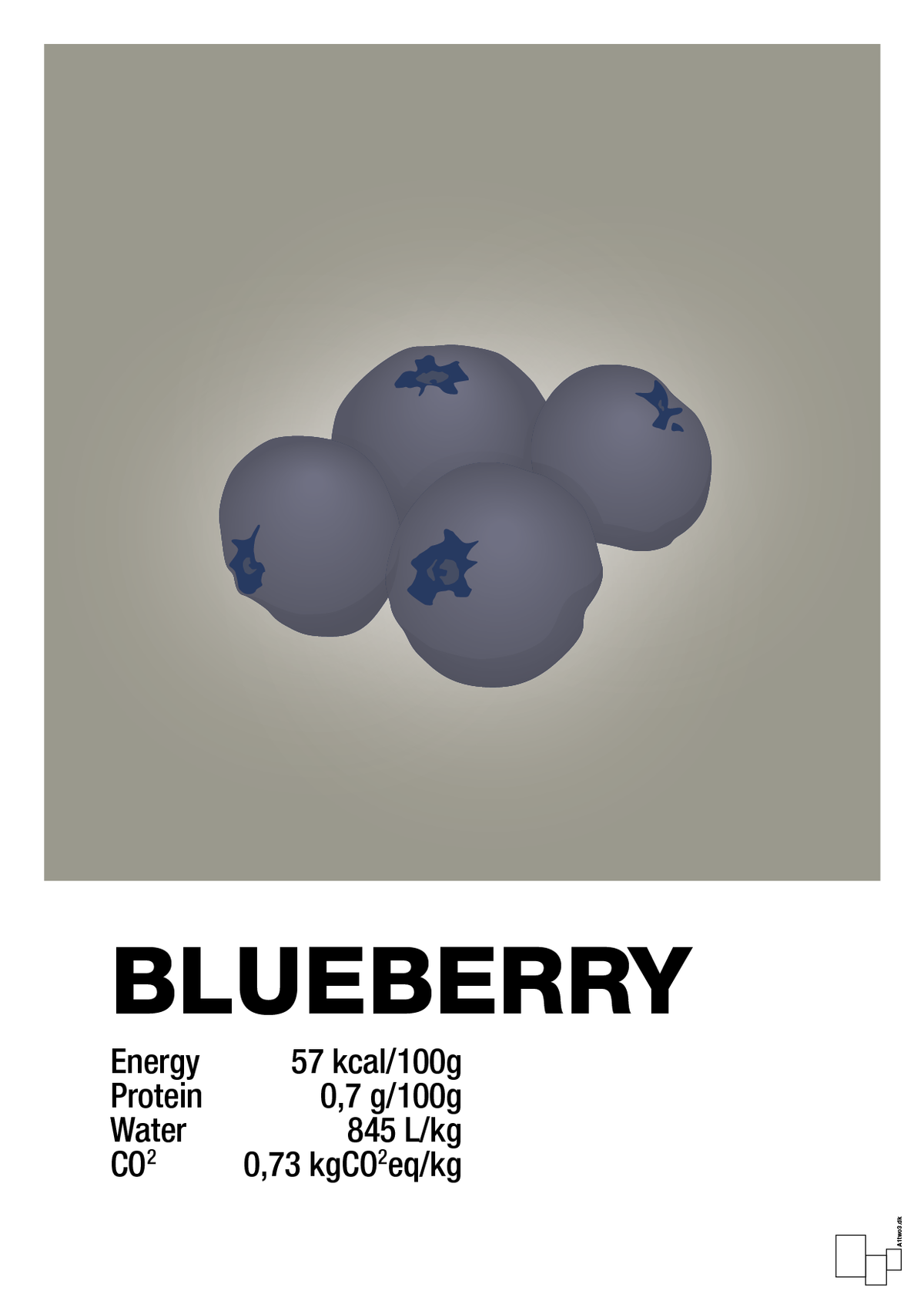 plakat: blueberry nutrition og miljø - battleship gray-Ingredienser-A1two3