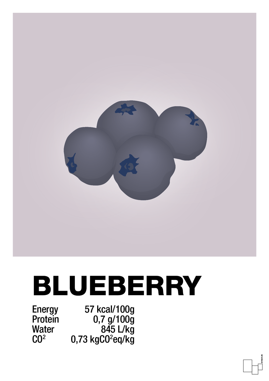 plakat: blueberry nutrition og miljø - dusty lilac-Ingredienser-A1two3
