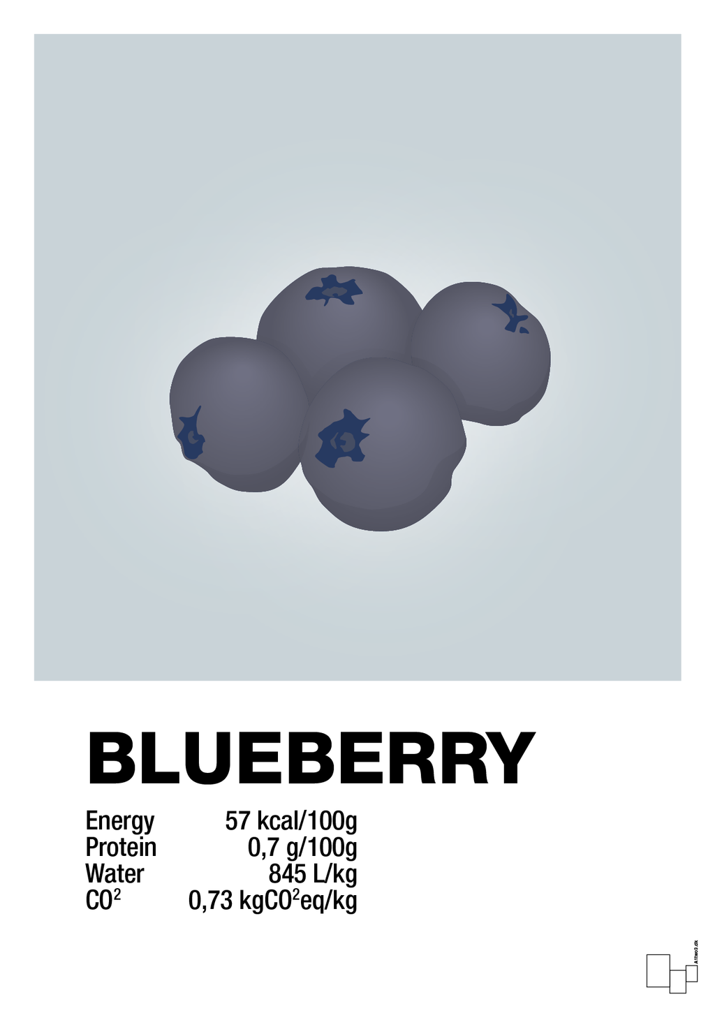 plakat: blueberry nutrition og miljø - light drizzle-Ingredienser-A1two3