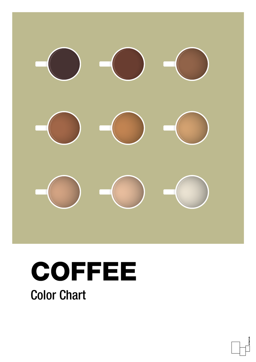 plakat: coffee color chart - back to nature-Kaffe-A1two3