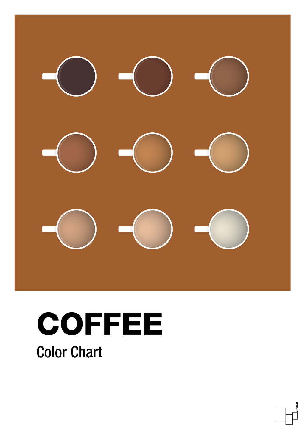 plakat: coffee color chart - cognac-Kaffe-A1two3
