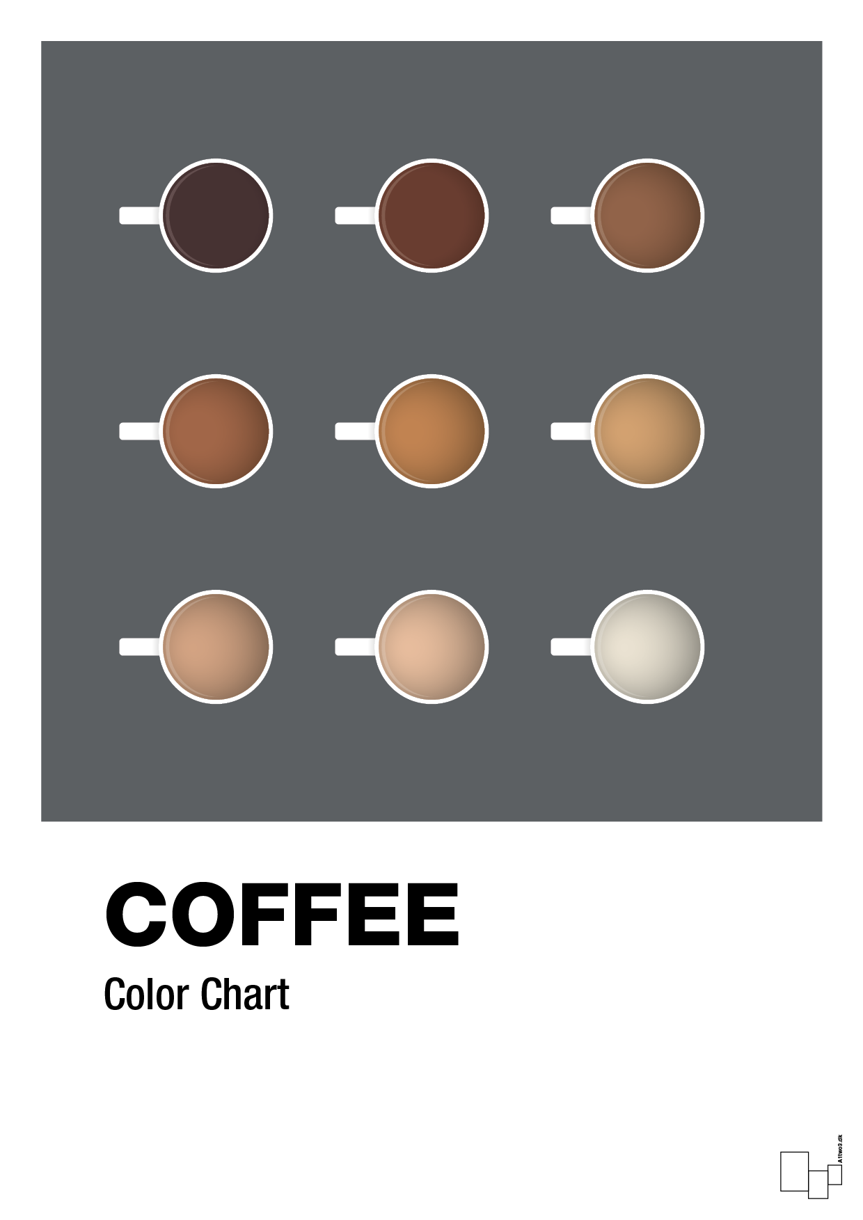 plakat: coffee color chart - graphic charcoal-Kaffe-A1two3