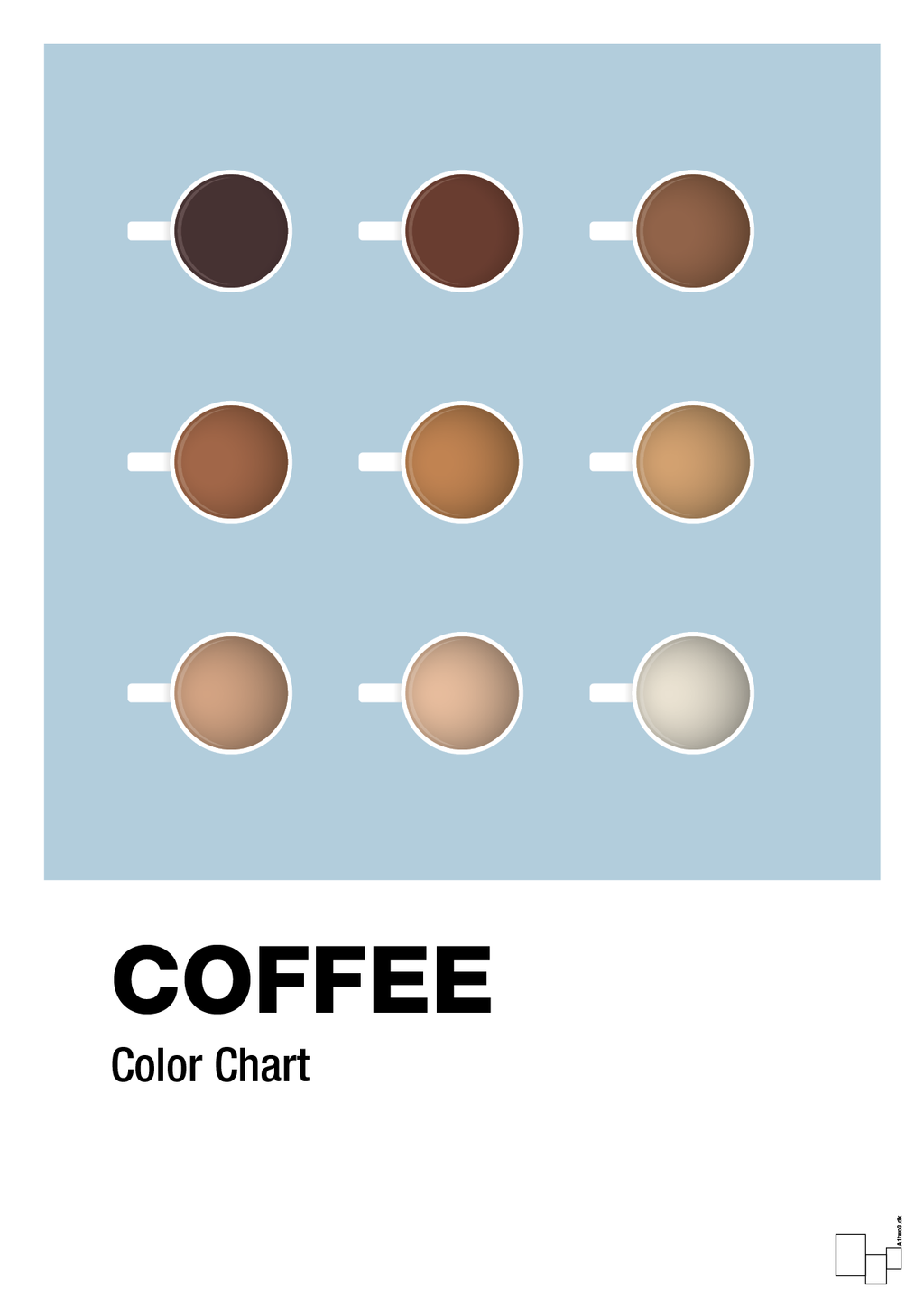 plakat: coffee color chart - heavenly blue-Kaffe-A1two3