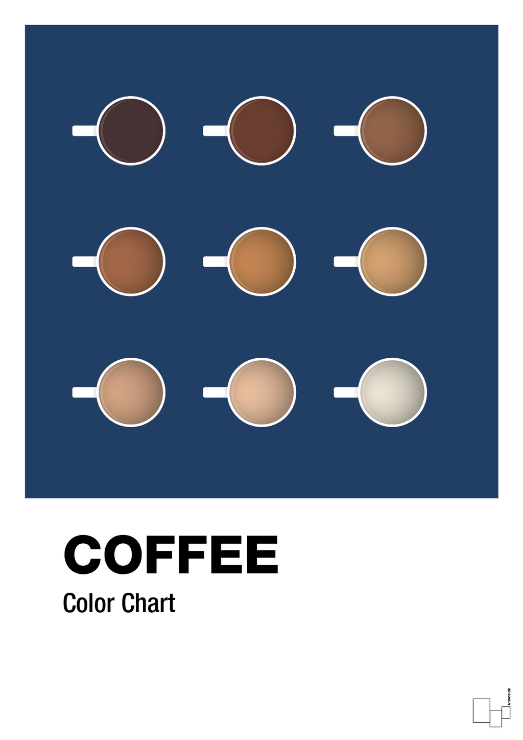 plakat: coffee color chart - lapis blue-Kaffe-A1two3