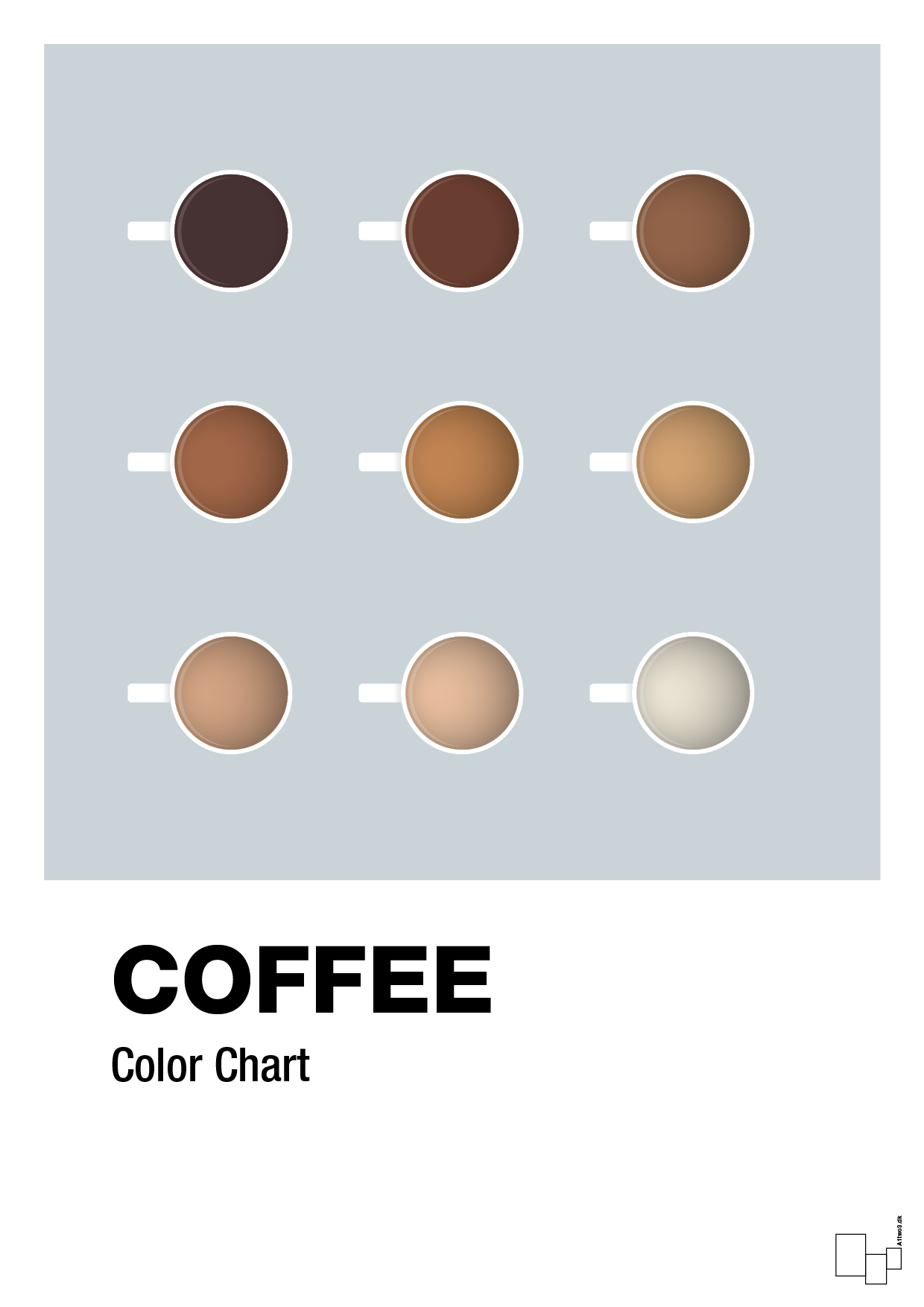 plakat: coffee color chart - light drizzle-Kaffe-A1two3