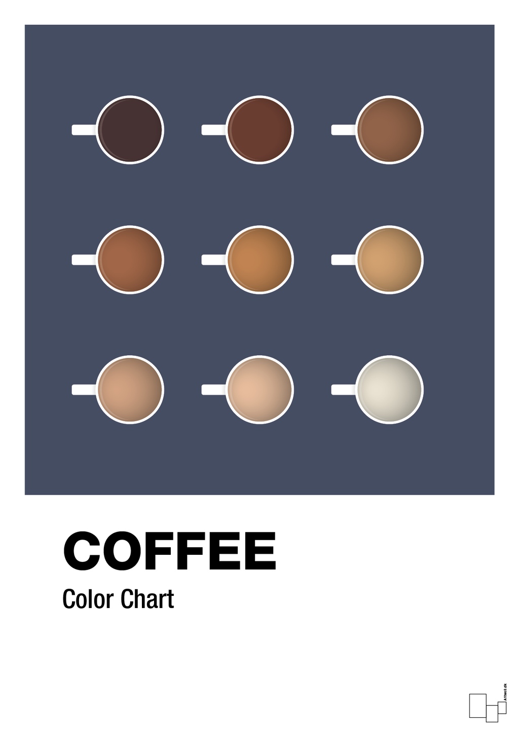 Coffee color chart - petrol-Kaffe-A1two3