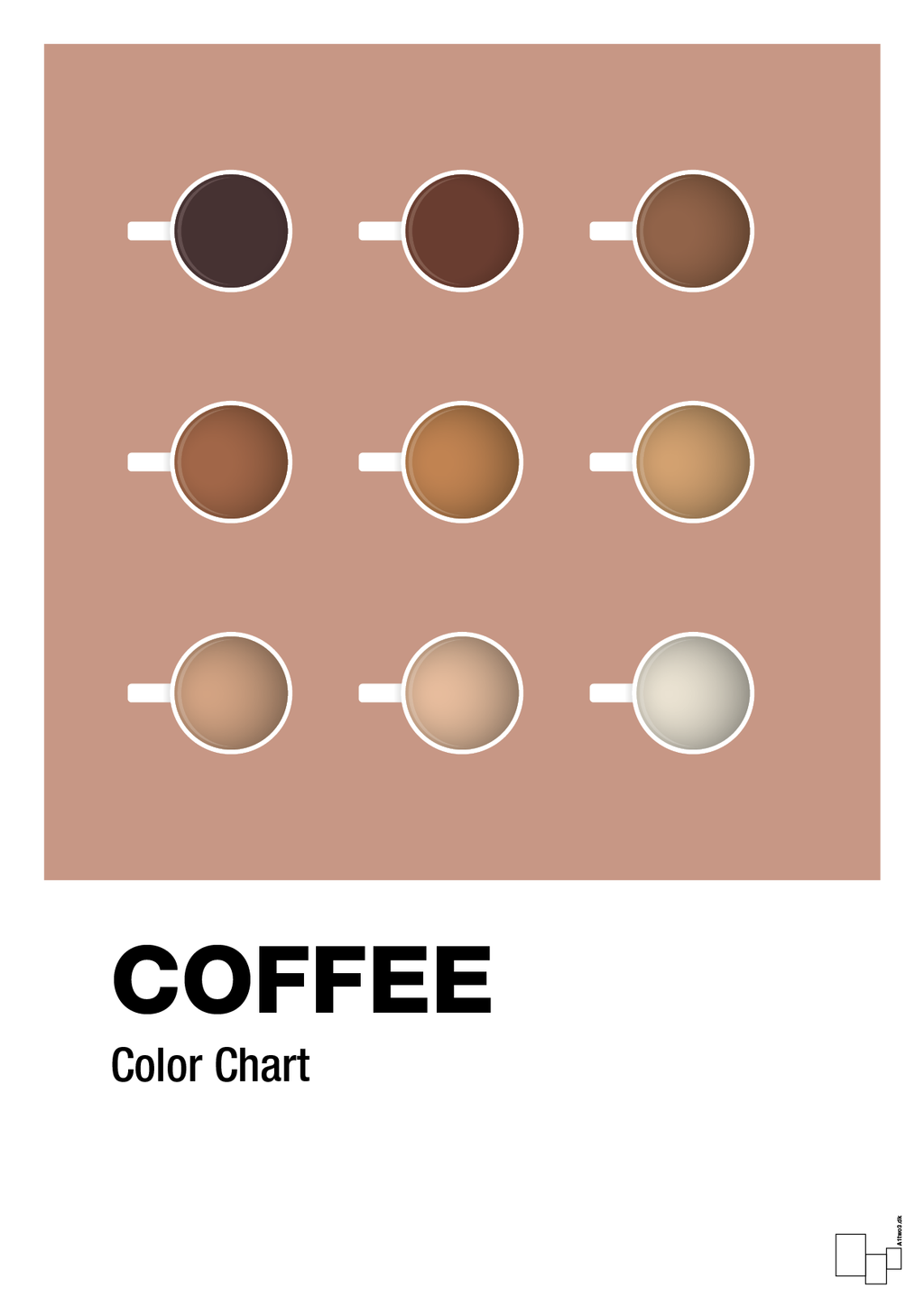 plakat: coffee color chart - powder-Kaffe-A1two3