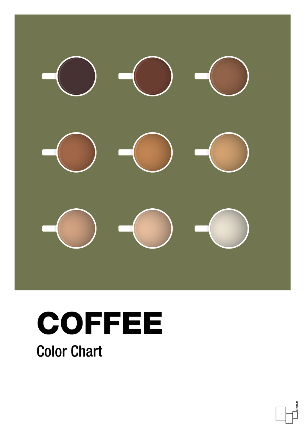 plakat: coffee color chart - secret meadow-Kaffe-A1two3
