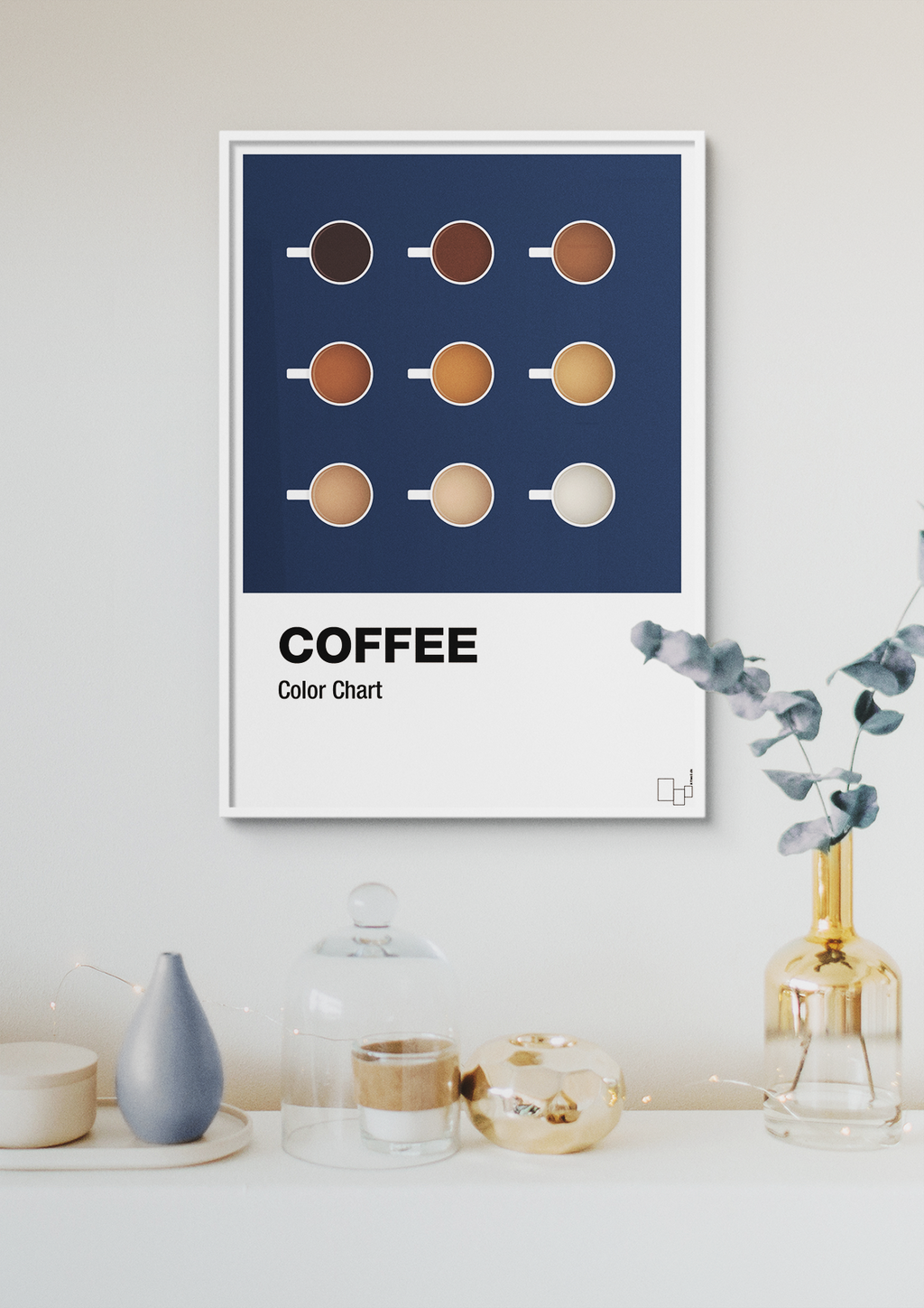 plakat: coffee color chart - graphic charcoal-Kaffe-A1two3