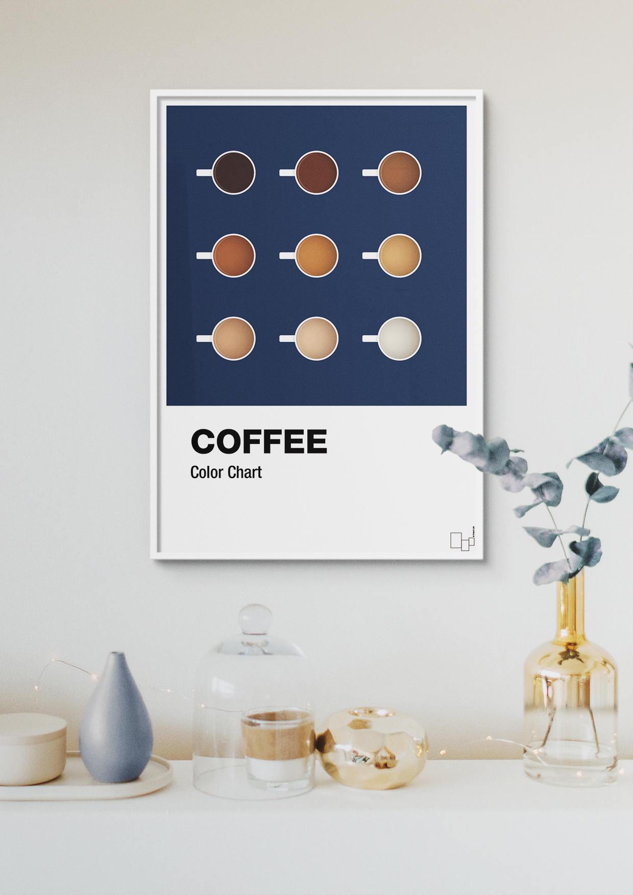 plakat: coffee color chart - graphic charcoal-Kaffe-A1two3