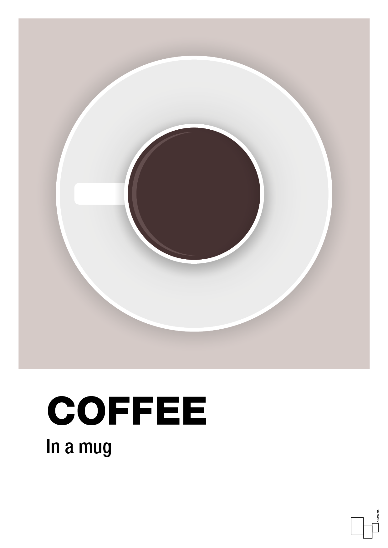 plakat: coffee in a mug - broken beige-Kaffe-A1two3
