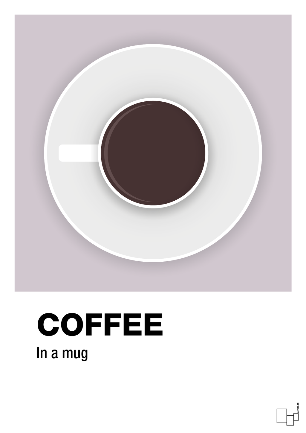 plakat: coffee in a mug - dusty lilac-Kaffe-A1two3