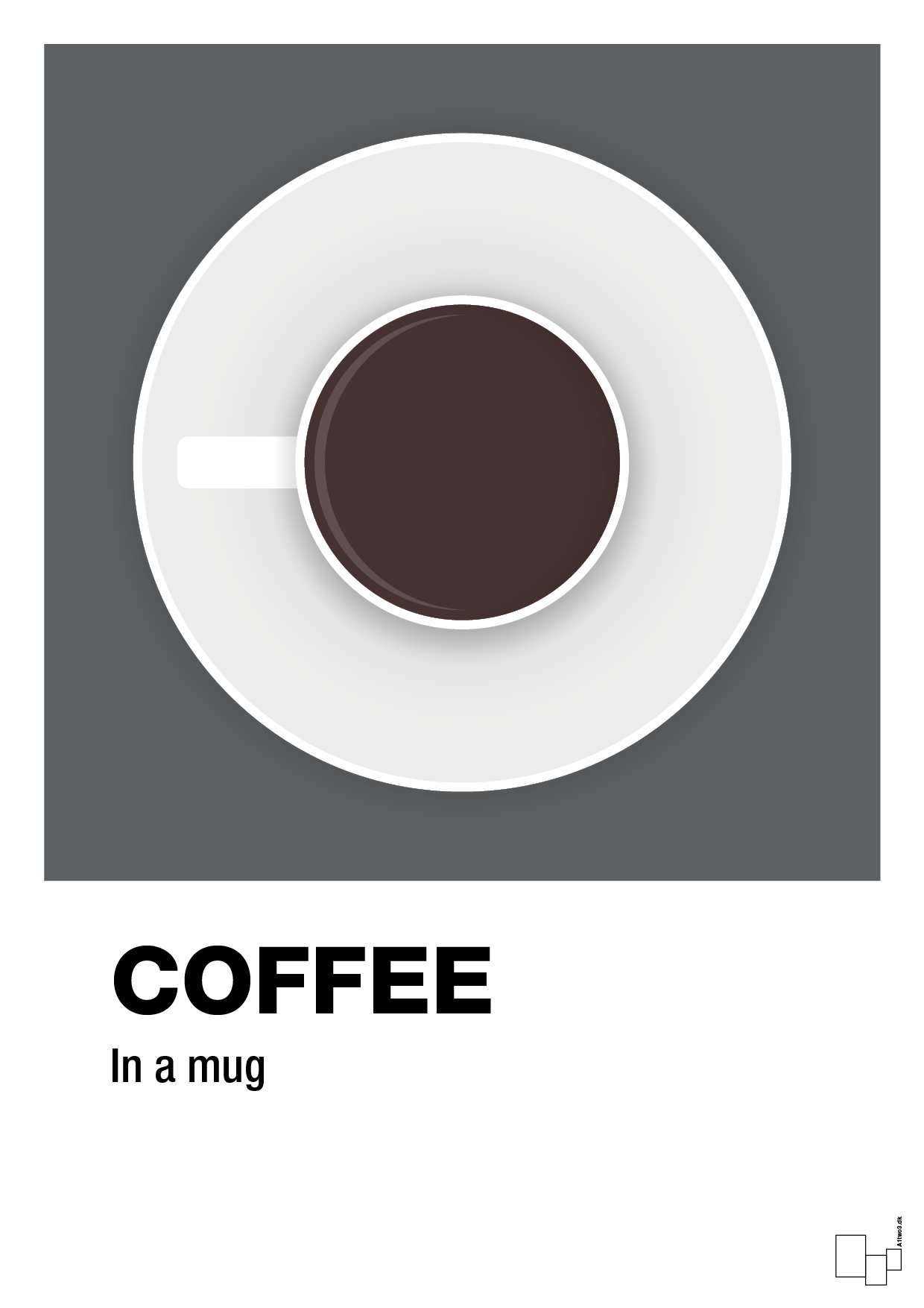 plakat: coffee in a mug - graphic charcoal-Kaffe-A1two3