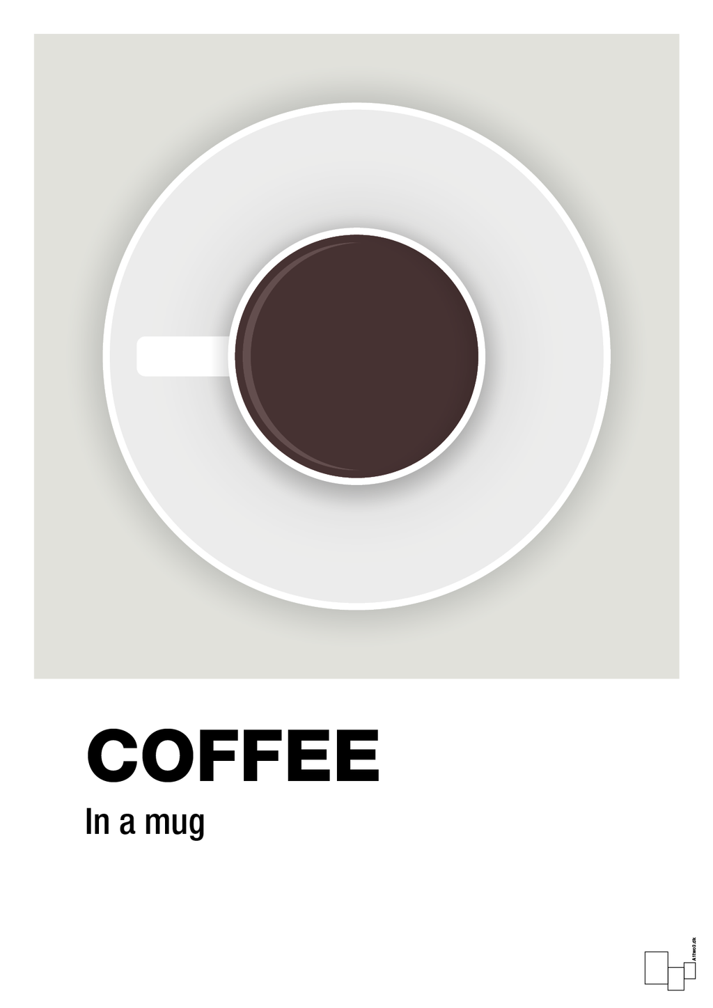 plakat: coffee in a mug - painters white-Kaffe-A1two3