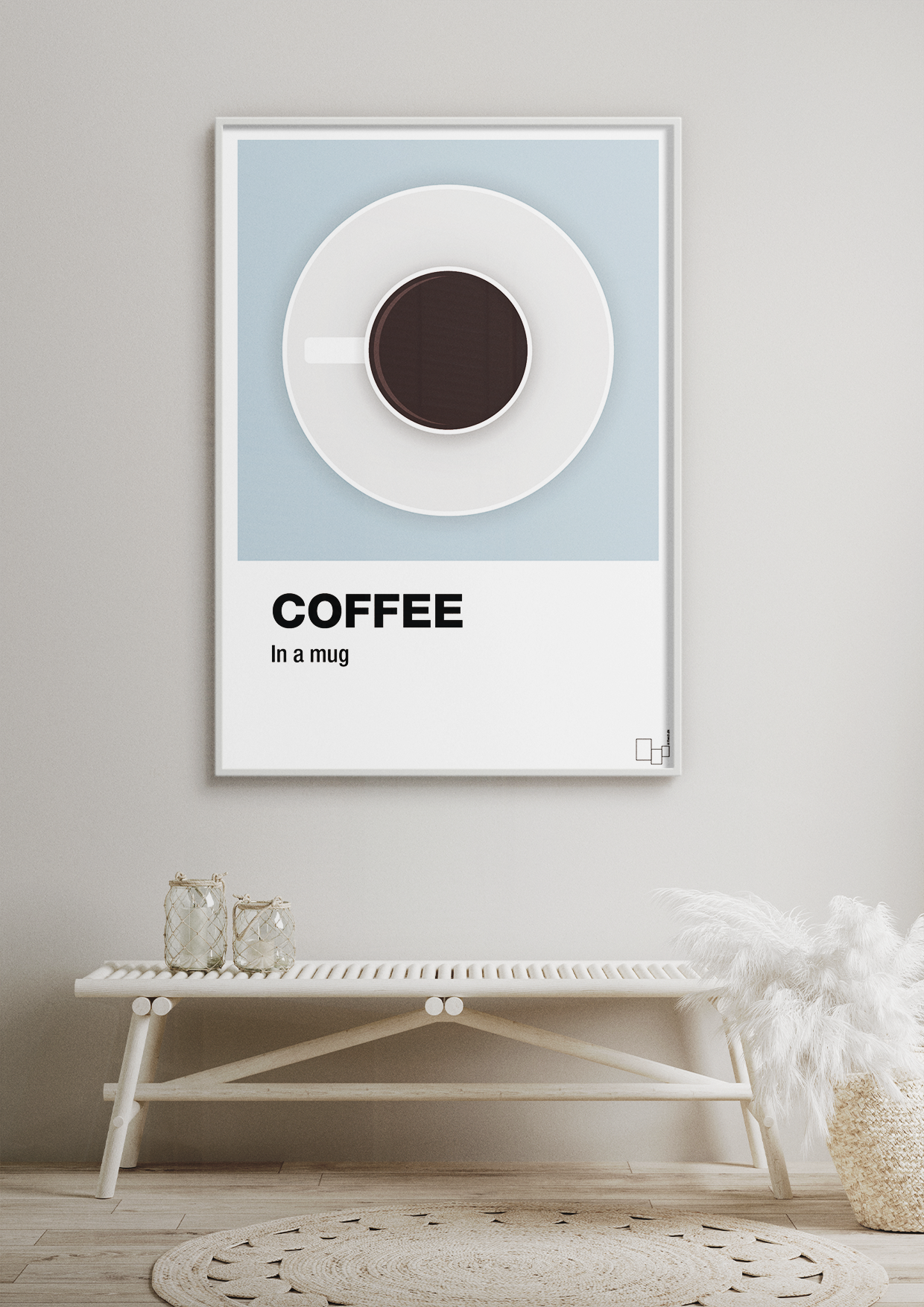 plakat: coffee in a mug - graphic charcoal-Kaffe-A1two3