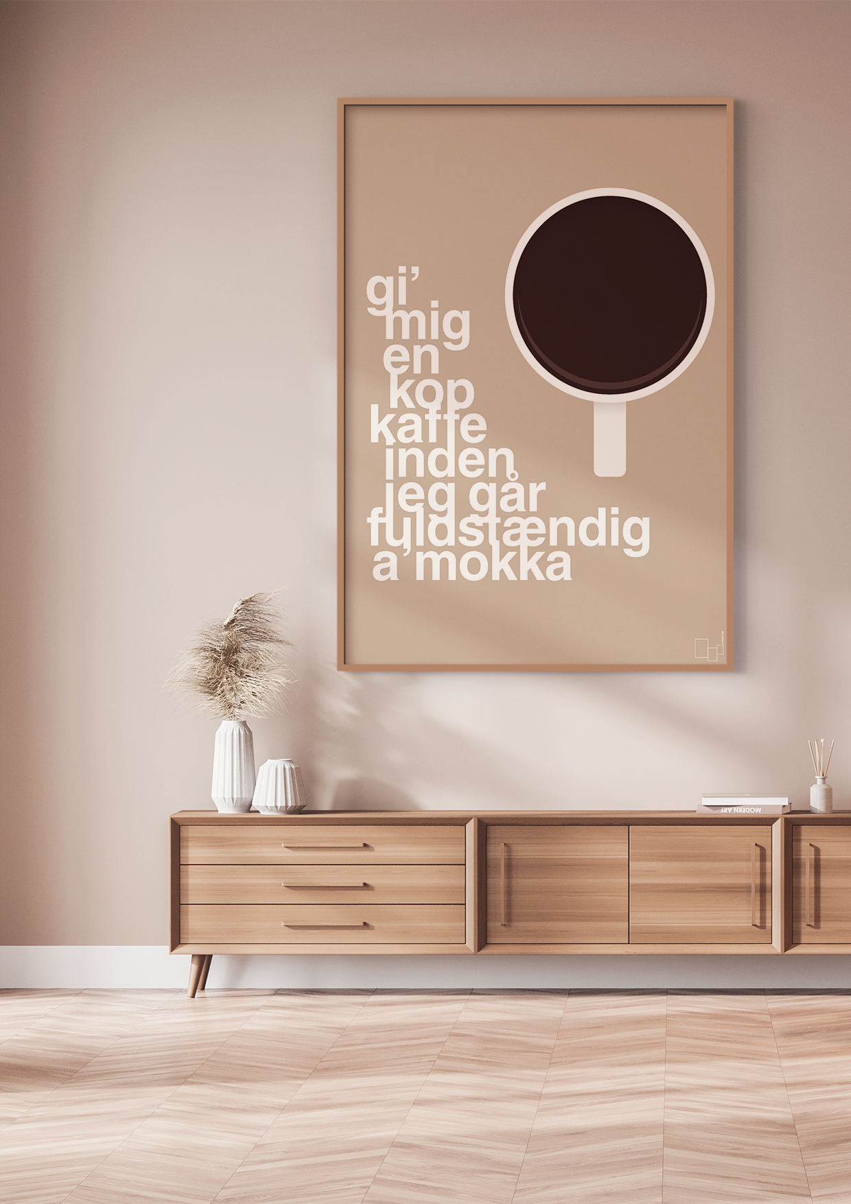 plakat: gi mig en kop kaffe inden jeg går fuldstændig amokka - graphic charcoal-Kaffe-A1two3