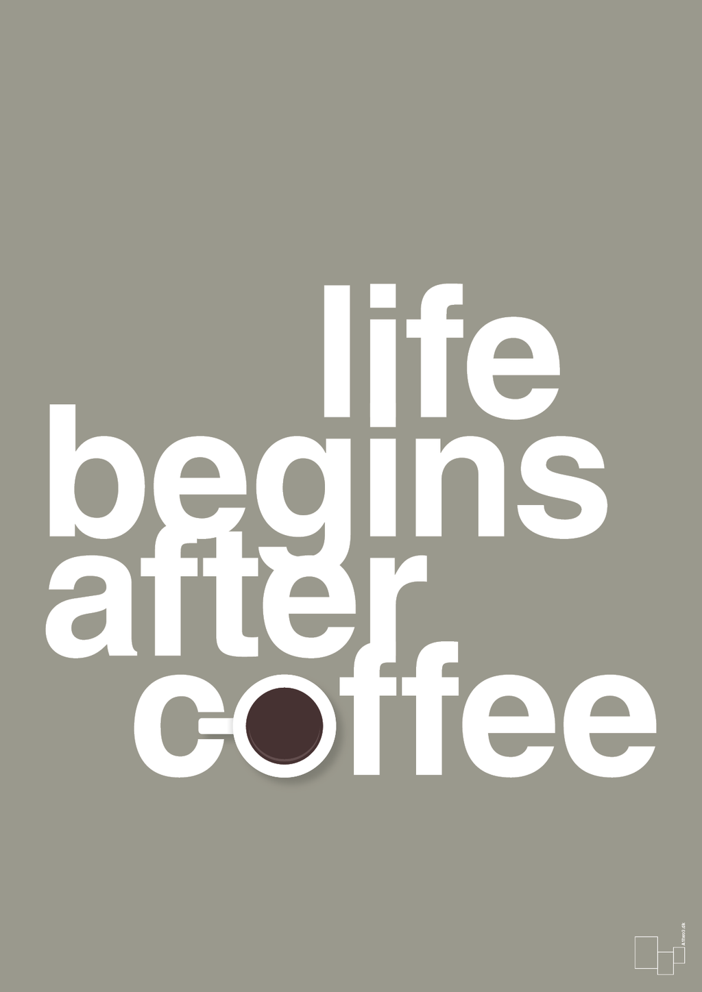 plakat: life begins after coffee - battleship gray-Kaffe-A1two3