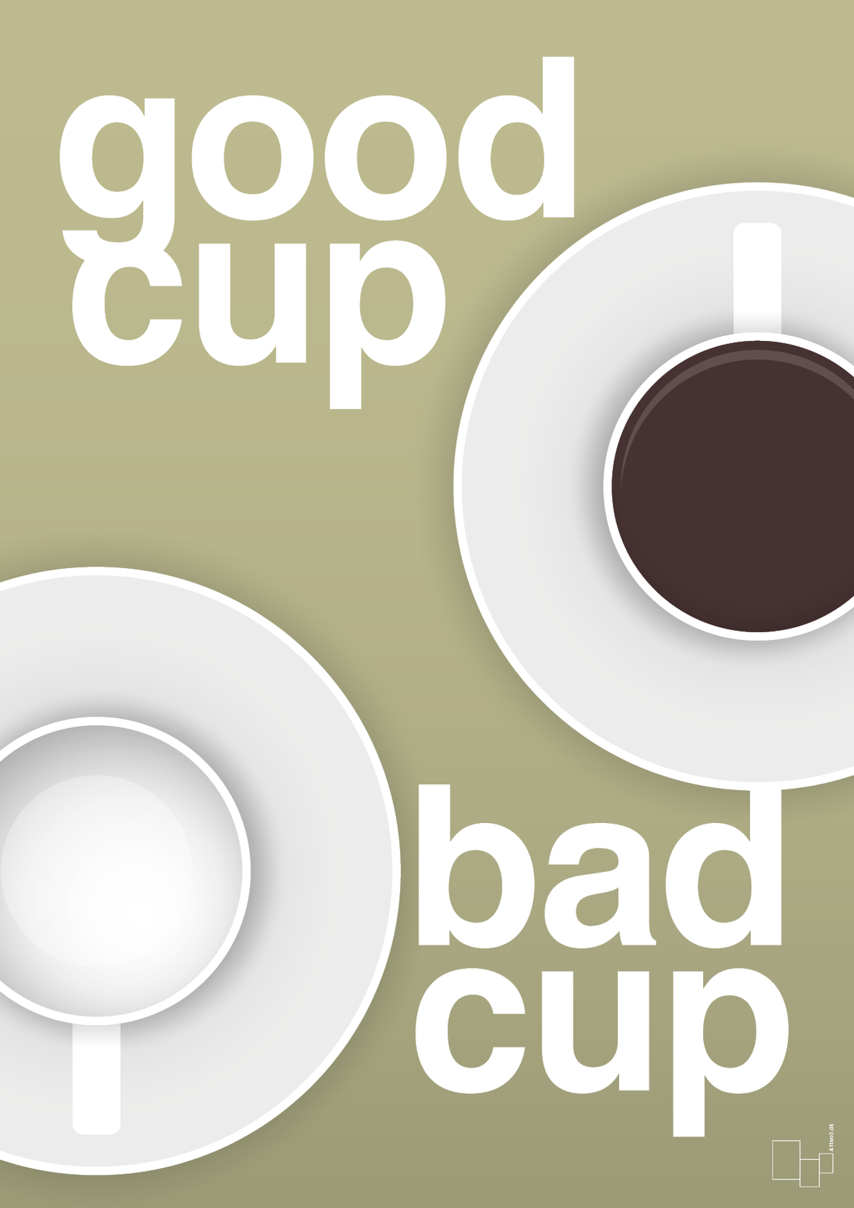 plakat: good cup - bad cup - back to nature-Kaffe-A1two3