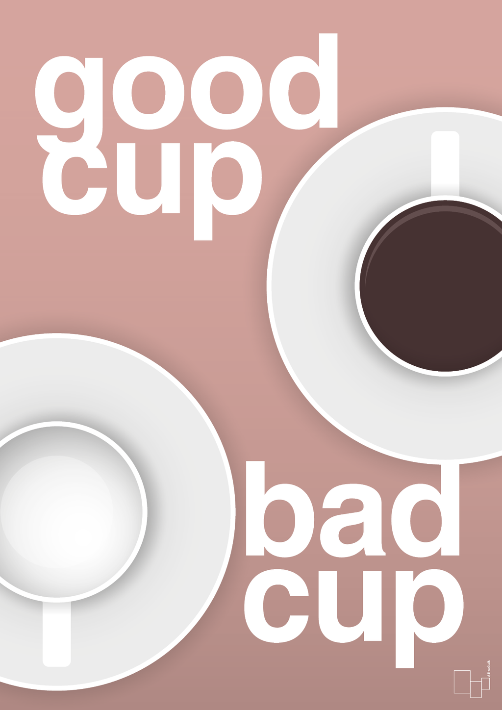 plakat: good cup - bad cup - bubble shell-Kaffe-A1two3