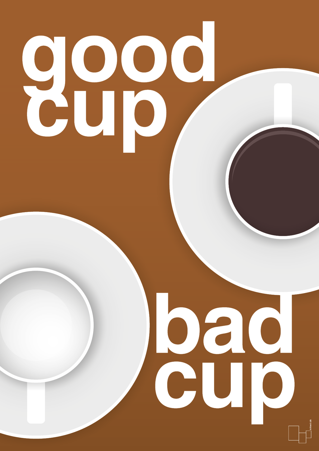 plakat: good cup - bad cup - cognac-Kaffe-A1two3