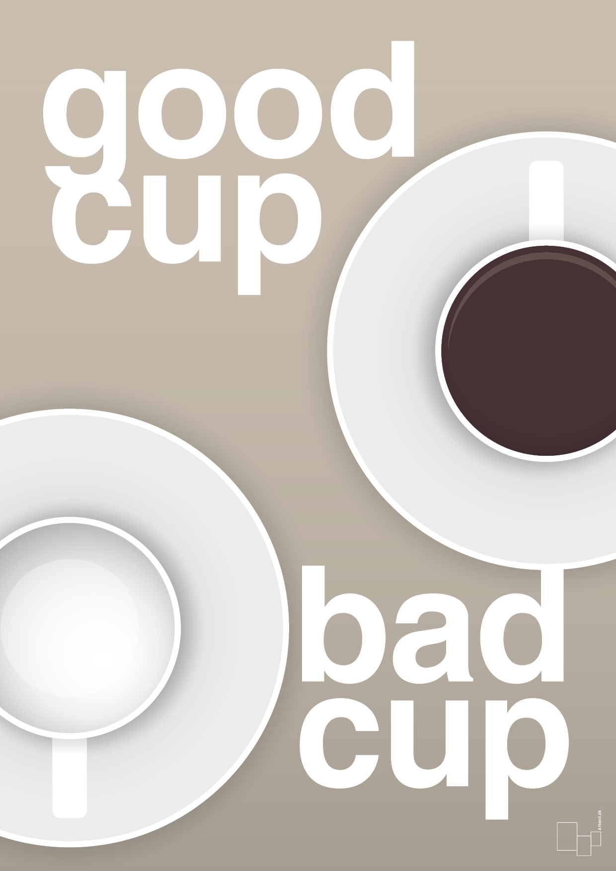 plakat: good cup - bad cup - creamy mushroom-Kaffe-A1two3