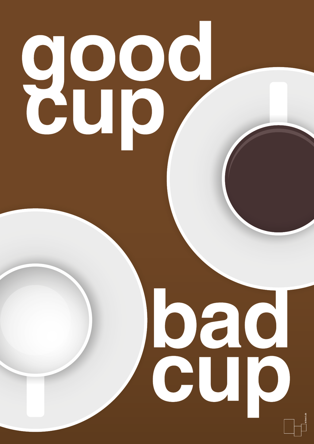 plakat: good cup - bad cup - dark brown-Kaffe-A1two3