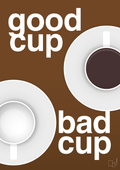 plakat: good cup - bad cup - dark brown-Kaffe-A1two3